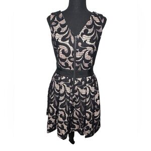 Sea New York Full Lace‎ Front Zip Sleeveless Dress Size 8 Open Back Mini Dress